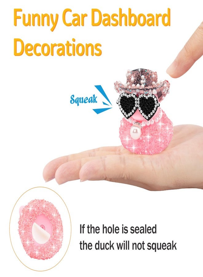 wonuu Diamond Rubber Duck Car Ornaments Duck Car Dashboard Decorations for Cool car Accessories with, Pink Diamond - Image 5